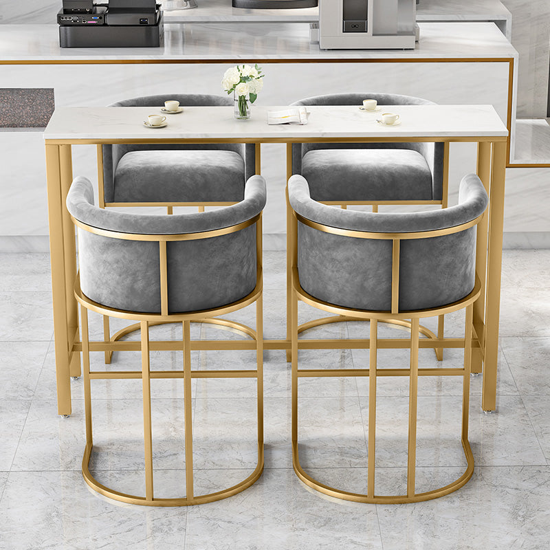 Scandinavian Footrest Upholstered Bar Stool Coffee Shop Low Back Counter Bar Stool