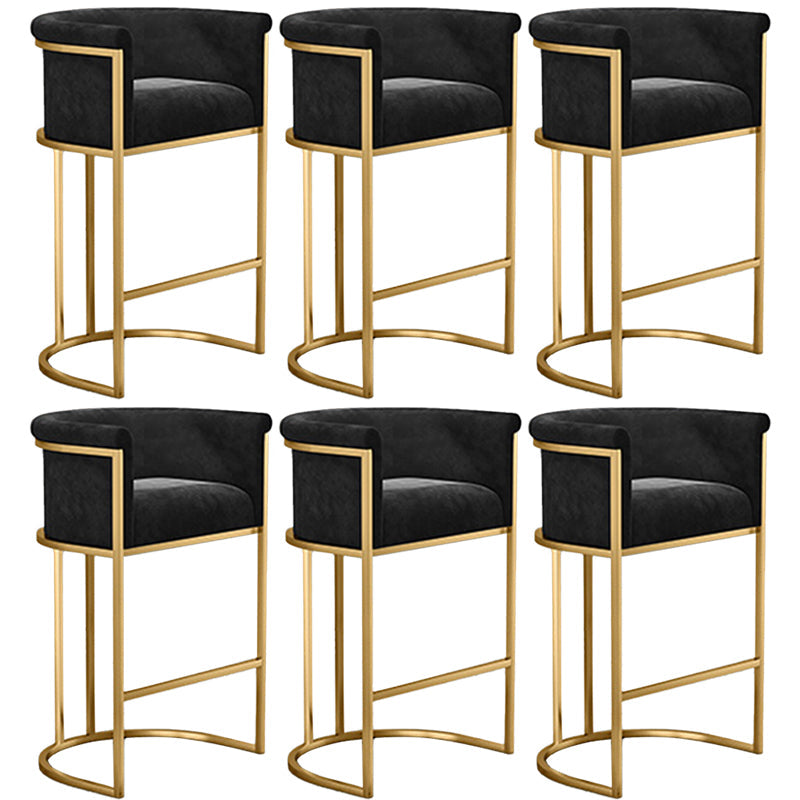 Scandinavian Footrest Upholstered Bar Stool Coffee Shop Low Back Counter Bar Stool