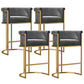 Scandinavian Footrest Upholstered Bar Stool Coffee Shop Low Back Counter Bar Stool