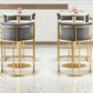 Scandinavian Footrest Upholstered Bar Stool Coffee Shop Low Back Counter Bar Stool