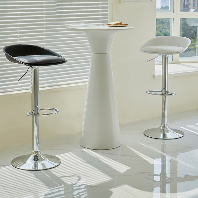 Plastic Adjustable Height Bar Stool Modern PU Upholstered Stool with Footrest