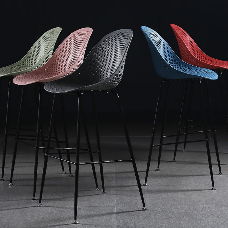 Bucket Plastic Counter Height Bar Stool Scandinavian Armless Stool with Metal Legs