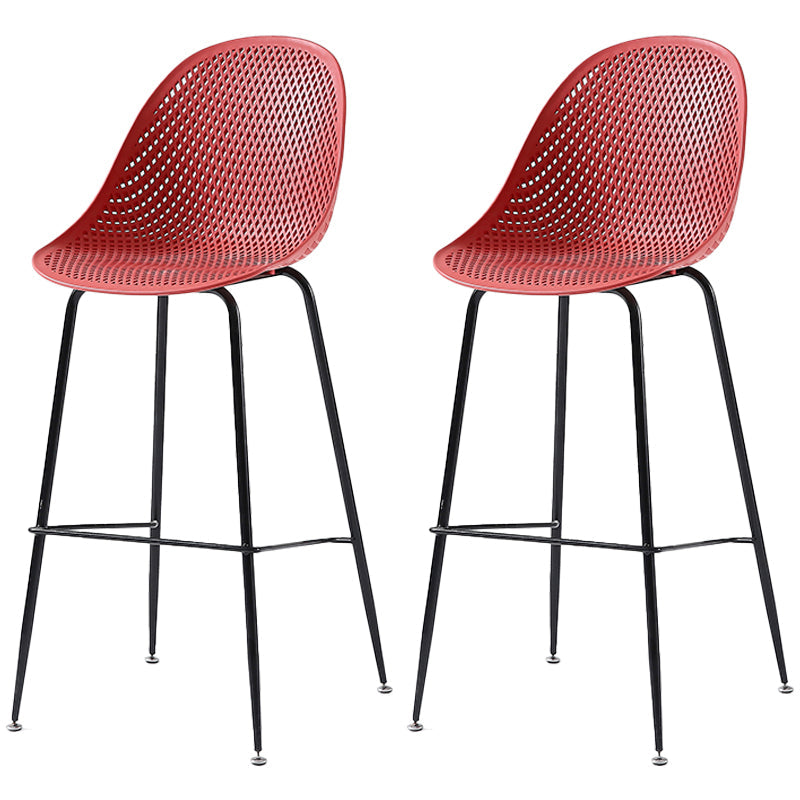 Bucket Plastic Counter Height Bar Stool Scandinavian Armless Stool with Metal Legs