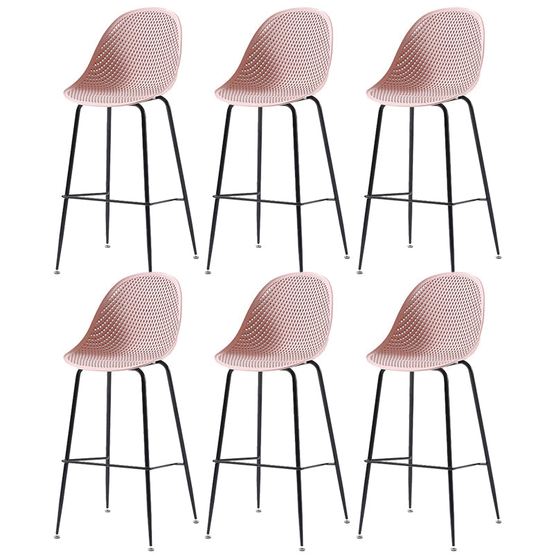 Bucket Plastic Counter Height Bar Stool Scandinavian Armless Stool with Metal Legs