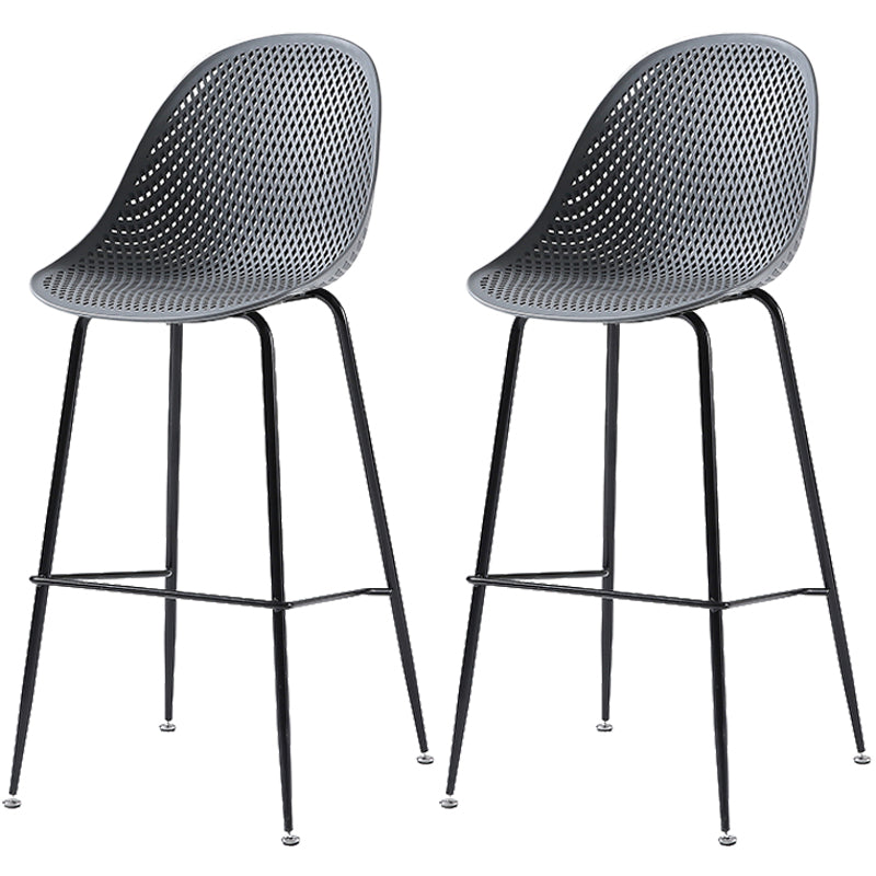 Bucket Plastic Counter Height Bar Stool Scandinavian Armless Stool with Metal Legs