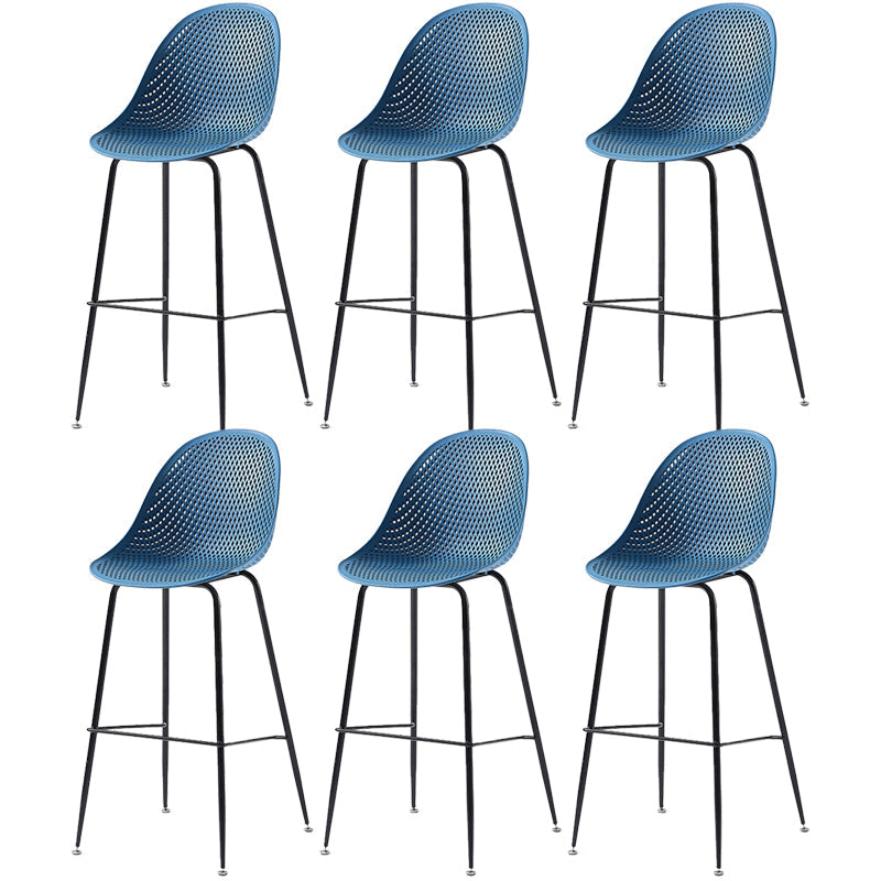 Bucket Plastic Counter Height Bar Stool Scandinavian Armless Stool with Metal Legs