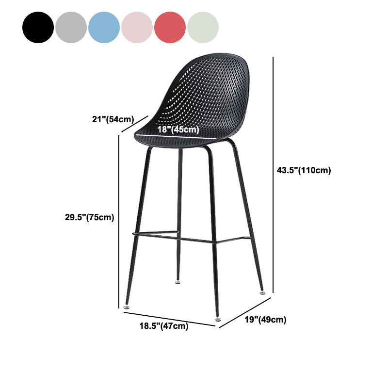 Bucket Plastic Counter Height Bar Stool Scandinavian Armless Stool with Metal Legs
