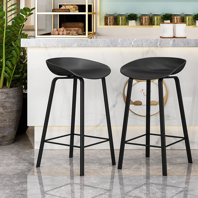 Modern Plastic and Metal Counter Stool Footrest Bucket Backrest Counter-height Stool