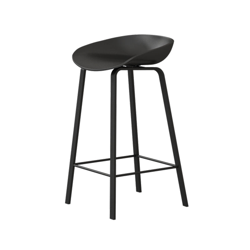 Modern Plastic and Metal Counter Stool Footrest Bucket Backrest Counter-height Stool