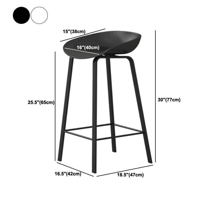 Modern Plastic and Metal Counter Stool Footrest Bucket Backrest Counter-height Stool