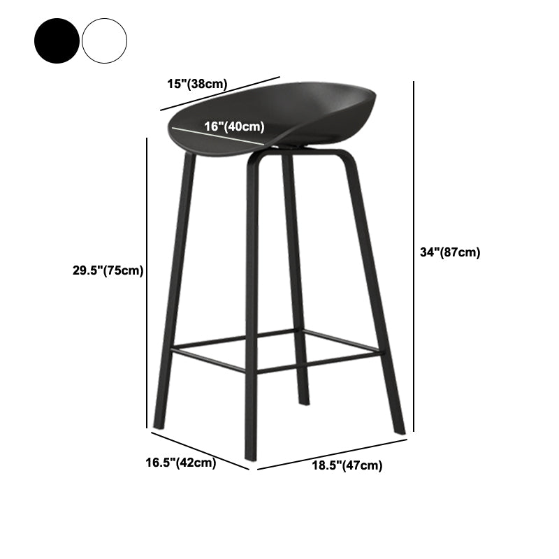 Modern Plastic and Metal Counter Stool Footrest Bucket Backrest Counter-height Stool