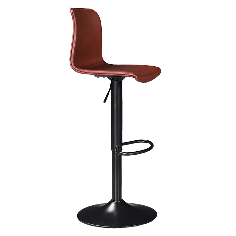 Scandinavian Adjustable Height Stool Leather Counter Stool with Footrest Burgundy 1 Piece Clearhalo 'Bar Furniture' 'Bar Stools' 'bar_stools' 'furn' 'furn_bar_stools' 'Furniture' 'Kitchen & Dining Furniture' 6152836