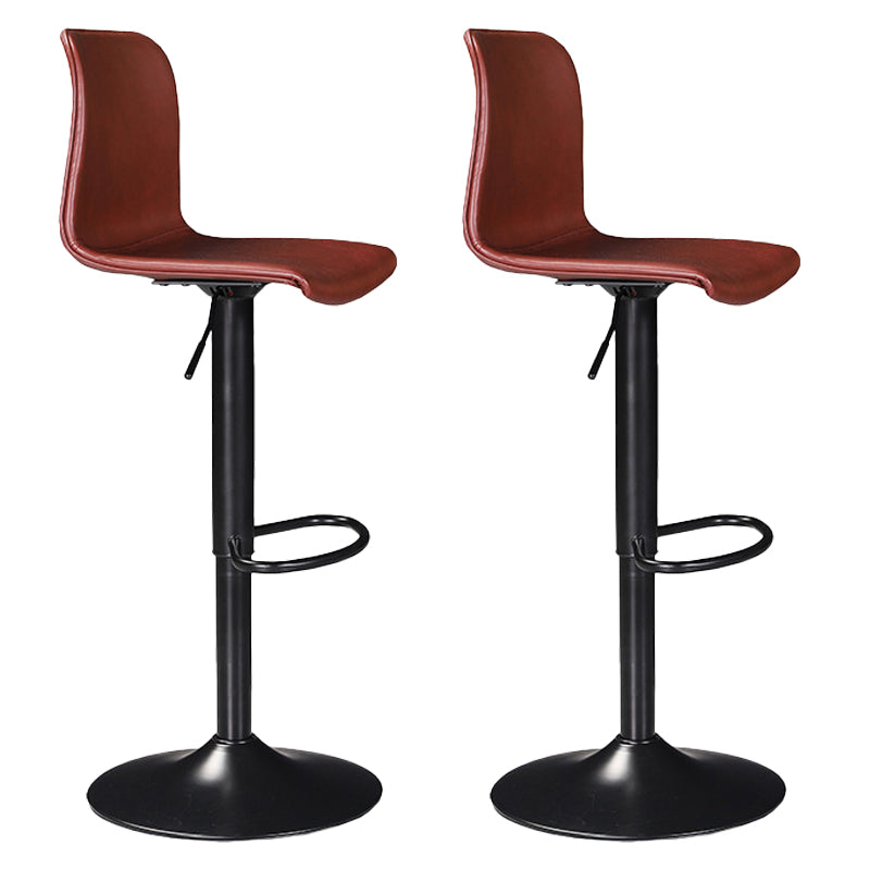 Scandinavian Adjustable Height Stool Leather Counter Stool with Footrest Burgundy 2 Piece Set Clearhalo 'Bar Furniture' 'Bar Stools' 'bar_stools' 'furn' 'furn_bar_stools' 'Furniture' 'Kitchen & Dining Furniture' 6152837