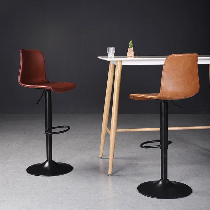Scandinavian Adjustable Height Stool Leather Counter Stool with Footrest Clearhalo 'Bar Furniture' 'Bar Stools' 'bar_stools' 'furn' 'furn_bar_stools' 'Furniture' 'Kitchen & Dining Furniture' 6152838