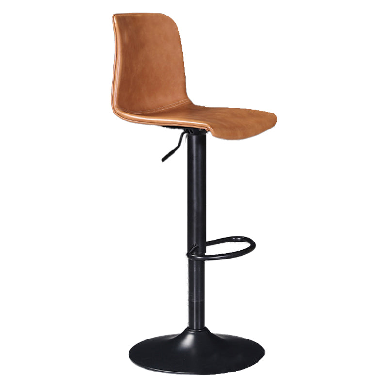Scandinavian Adjustable Height Stool Leather Counter Stool with Footrest Brown 1 Piece Clearhalo 'Bar Furniture' 'Bar Stools' 'bar_stools' 'furn' 'furn_bar_stools' 'Furniture' 'Kitchen & Dining Furniture' 6152845
