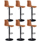 Scandinavian Adjustable Height Stool Leather Counter Stool with Footrest Brown 6 Piece Set Clearhalo 'Bar Furniture' 'Bar Stools' 'bar_stools' 'furn' 'furn_bar_stools' 'Furniture' 'Kitchen & Dining Furniture' 6152851