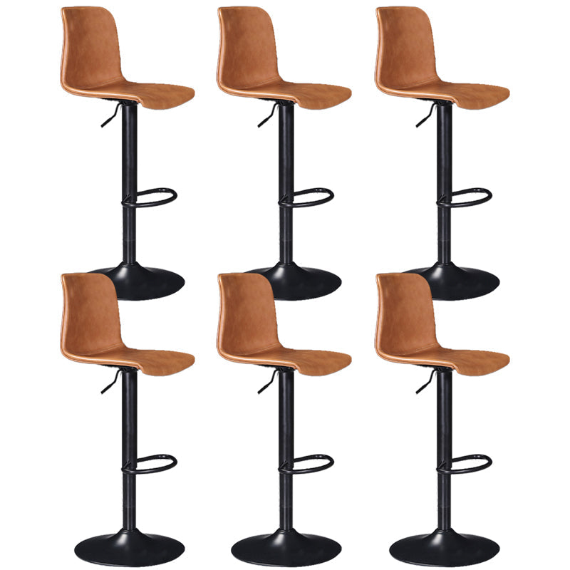 Scandinavian Adjustable Height Stool Leather Counter Stool with Footrest Brown 6 Piece Set Clearhalo 'Bar Furniture' 'Bar Stools' 'bar_stools' 'furn' 'furn_bar_stools' 'Furniture' 'Kitchen & Dining Furniture' 6152851