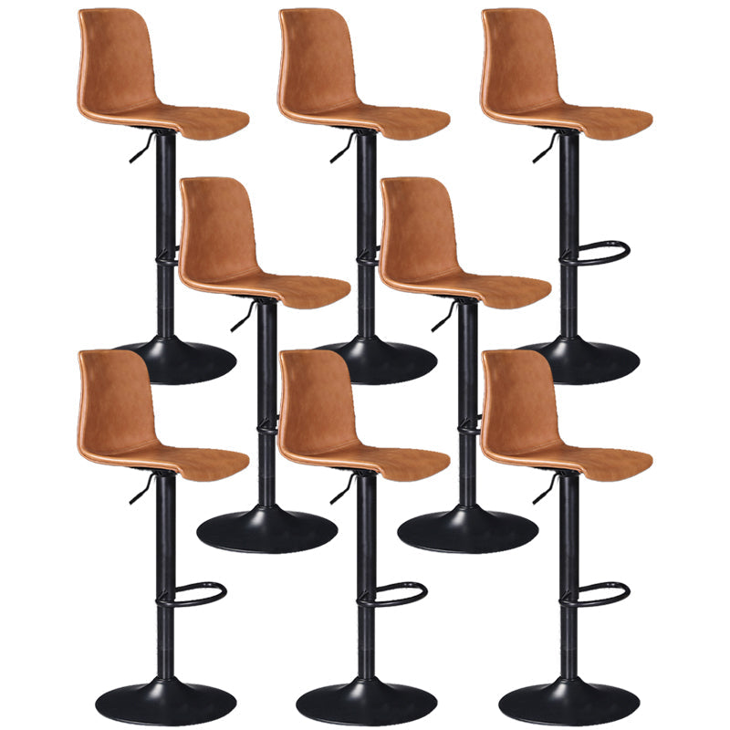 Scandinavian Adjustable Height Stool Leather Counter Stool with Footrest Brown 8 Piece Set Clearhalo 'Bar Furniture' 'Bar Stools' 'bar_stools' 'furn' 'furn_bar_stools' 'Furniture' 'Kitchen & Dining Furniture' 6152853
