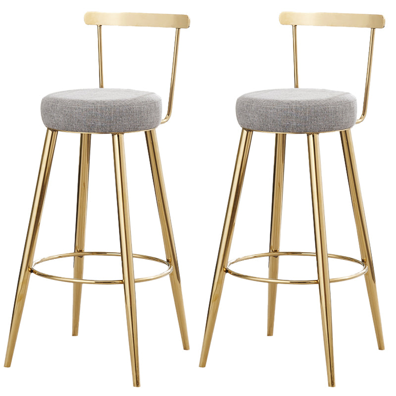 Indoor Round Counter Chair Upholstered Footrest Dining Stool in Grey and Gold 2 Piece Set Clearhalo 'Bar Furniture' 'Bar Stools' 'bar_stools' 'furn' 'furn_bar_stools' 'Furniture' 'Kitchen & Dining Furniture' 6152857