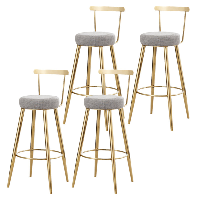 Indoor Round Counter Chair Upholstered Footrest Dining Stool in Grey and Gold 4 Piece Set Clearhalo 'Bar Furniture' 'Bar Stools' 'bar_stools' 'furn' 'furn_bar_stools' 'Furniture' 'Kitchen & Dining Furniture' 6152859