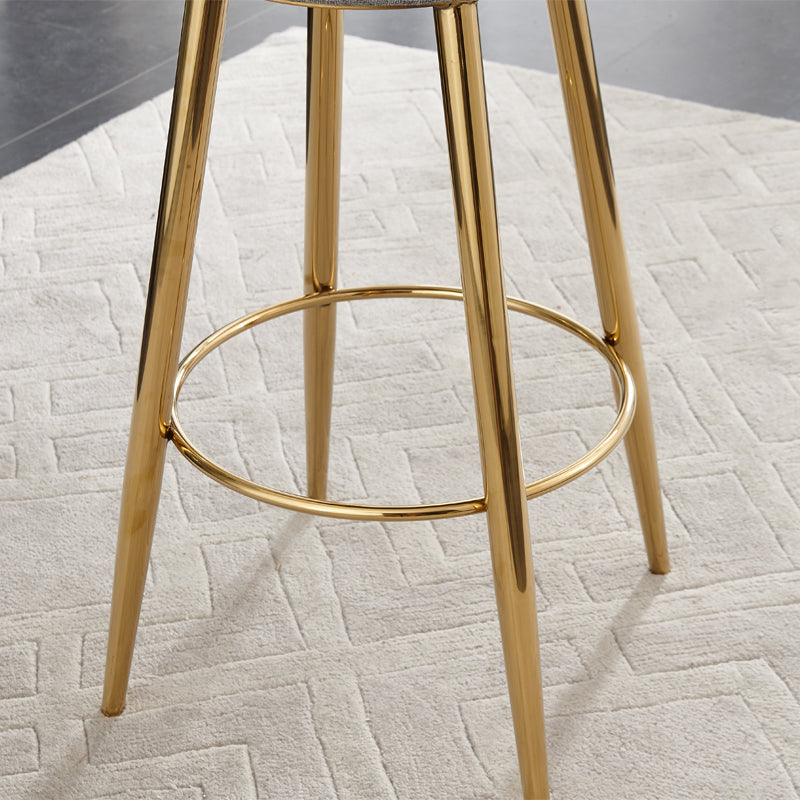 Indoor Round Counter Chair Upholstered Footrest Dining Stool in Grey and Gold Clearhalo 'Bar Furniture' 'Bar Stools' 'bar_stools' 'furn' 'furn_bar_stools' 'Furniture' 'Kitchen & Dining Furniture' 6152860