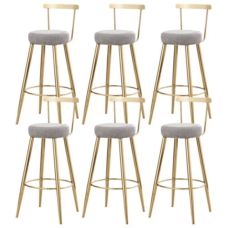 Indoor Round Counter Chair Upholstered Footrest Dining Stool in Grey and Gold 6 Piece Set Clearhalo 'Bar Furniture' 'Bar Stools' 'bar_stools' 'furn' 'furn_bar_stools' 'Furniture' 'Kitchen & Dining Furniture' 6152861