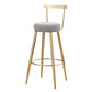 Indoor Round Counter Chair Upholstered Footrest Dining Stool in Grey and Gold Clearhalo 'Bar Furniture' 'Bar Stools' 'bar_stools' 'furn' 'furn_bar_stools' 'Furniture' 'Kitchen & Dining Furniture' 6152864