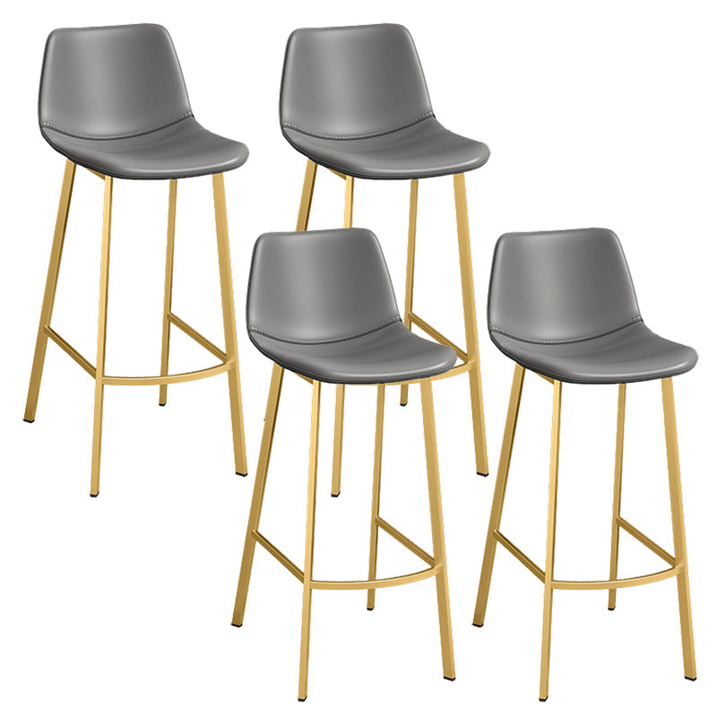 Glam Leather Upholstered Bar Stool Armless Low Back Stool with Gold Metal Legs Grey 4 Piece Set Clearhalo 'Bar Furniture' 'Bar Stools' 'bar_stools' 'furn' 'furn_bar_stools' 'Furniture' 'Kitchen & Dining Furniture' 6152874