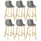 Glam Leather Upholstered Bar Stool Armless Low Back Stool with Gold Metal Legs Grey 6 Piece Set Clearhalo 'Bar Furniture' 'Bar Stools' 'bar_stools' 'furn' 'furn_bar_stools' 'Furniture' 'Kitchen & Dining Furniture' 6152877