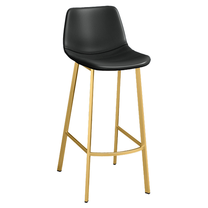 Glam Leather Upholstered Bar Stool Armless Low Back Stool with Gold Metal Legs Black 1 Piece Clearhalo 'Bar Furniture' 'Bar Stools' 'bar_stools' 'furn' 'furn_bar_stools' 'Furniture' 'Kitchen & Dining Furniture' 6152881