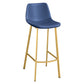 Glam Leather Upholstered Bar Stool Armless Low Back Stool with Gold Metal Legs Blue 1 Piece Clearhalo 'Bar Furniture' 'Bar Stools' 'bar_stools' 'furn' 'furn_bar_stools' 'Furniture' 'Kitchen & Dining Furniture' 6152890