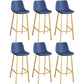 Glam Leather Upholstered Bar Stool Armless Low Back Stool with Gold Metal Legs Blue 6 Piece Set Clearhalo 'Bar Furniture' 'Bar Stools' 'bar_stools' 'furn' 'furn_bar_stools' 'Furniture' 'Kitchen & Dining Furniture' 6152896