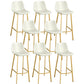 Glam Leather Upholstered Bar Stool Armless Low Back Stool with Gold Metal Legs Off-White 8 Piece Set Clearhalo 'Bar Furniture' 'Bar Stools' 'bar_stools' 'furn' 'furn_bar_stools' 'Furniture' 'Kitchen & Dining Furniture' 6152902