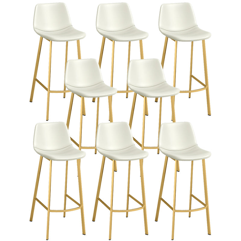 Glam Leather Upholstered Bar Stool Armless Low Back Stool with Gold Metal Legs Off-White 8 Piece Set Clearhalo 'Bar Furniture' 'Bar Stools' 'bar_stools' 'furn' 'furn_bar_stools' 'Furniture' 'Kitchen & Dining Furniture' 6152902