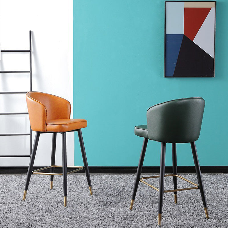 Leather Counter Stool Scandinavian Style Armed Low Back Stools for Home Clearhalo 'Bar Furniture' 'Bar Stools' 'bar_stools' 'furn' 'furn_bar_stools' 'Furniture' 'Kitchen & Dining Furniture' 6152915