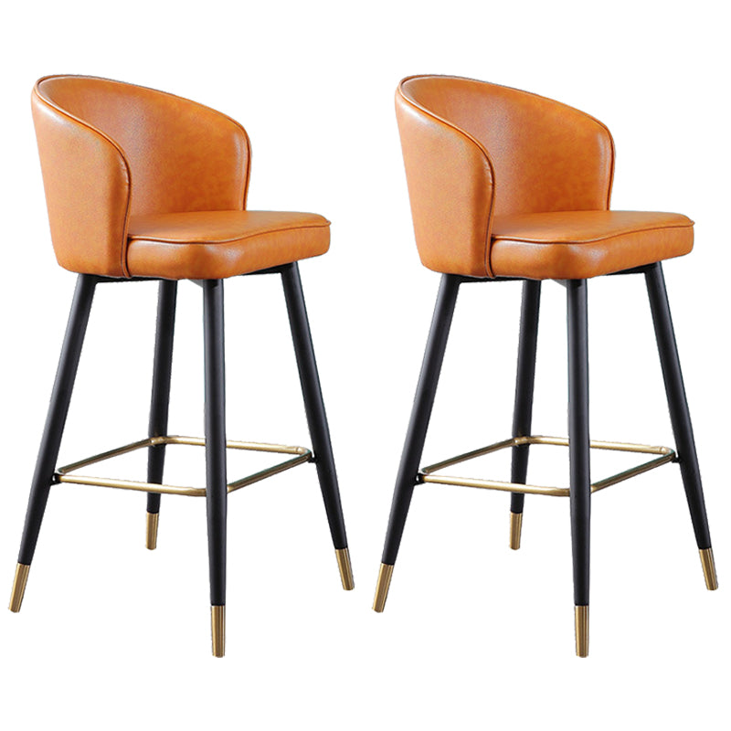 Leather Counter Stool Scandinavian Style Armed Low Back Stools for Home Orange 2 Piece Set Clearhalo 'Bar Furniture' 'Bar Stools' 'bar_stools' 'furn' 'furn_bar_stools' 'Furniture' 'Kitchen & Dining Furniture' 6152916