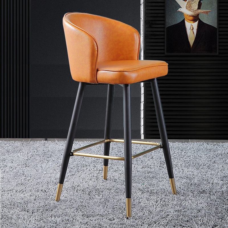 Leather Counter Stool Scandinavian Style Armed Low Back Stools for Home Clearhalo 'Bar Furniture' 'Bar Stools' 'bar_stools' 'furn' 'furn_bar_stools' 'Furniture' 'Kitchen & Dining Furniture' 6152917
