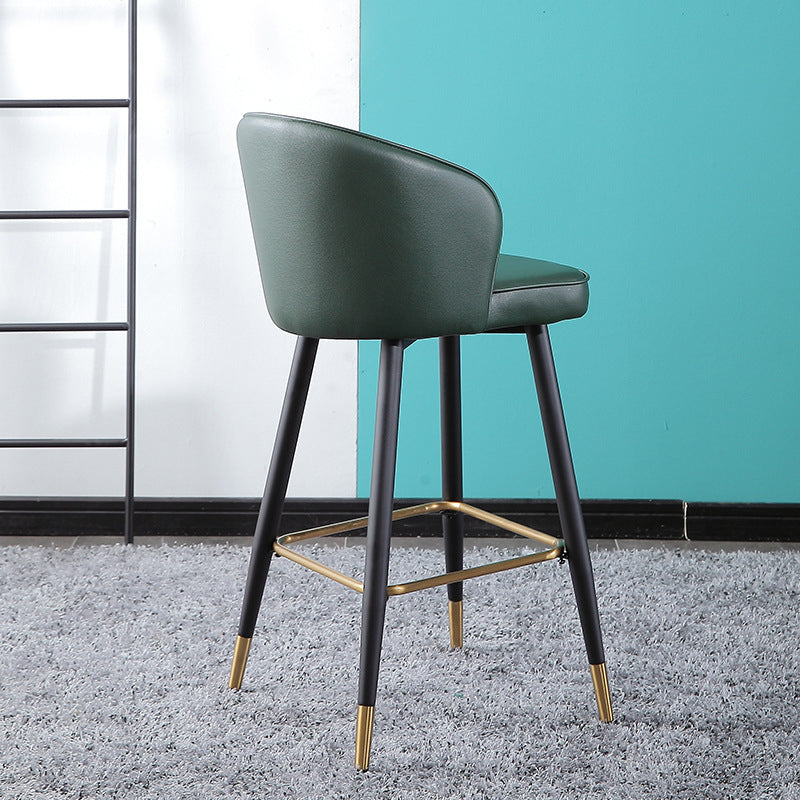 Leather Counter Stool Scandinavian Style Armed Low Back Stools for Home Blackish Green 1 Piece Clearhalo 'Bar Furniture' 'Bar Stools' 'bar_stools' 'furn' 'furn_bar_stools' 'Furniture' 'Kitchen & Dining Furniture' 6152918