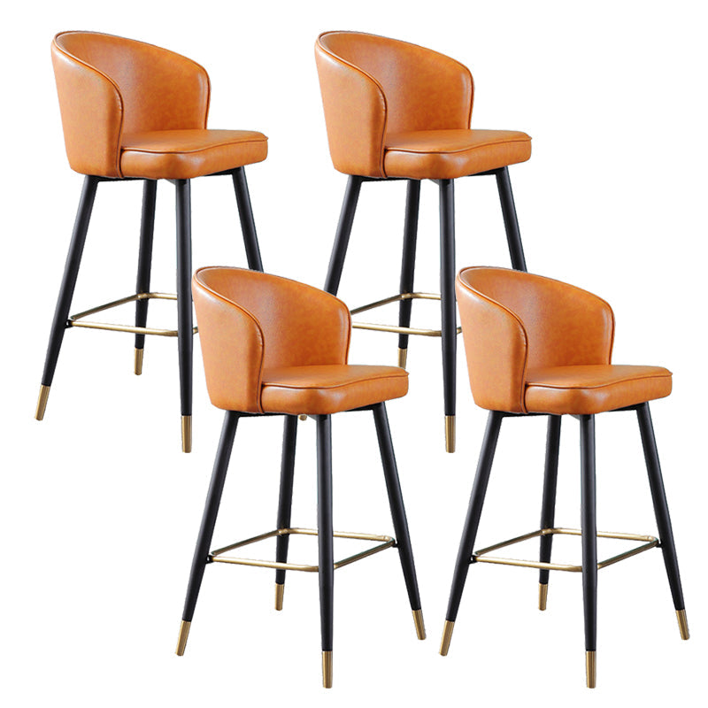 Leather Counter Stool Scandinavian Style Armed Low Back Stools for Home Orange 4 Piece Set Clearhalo 'Bar Furniture' 'Bar Stools' 'bar_stools' 'furn' 'furn_bar_stools' 'Furniture' 'Kitchen & Dining Furniture' 6152919