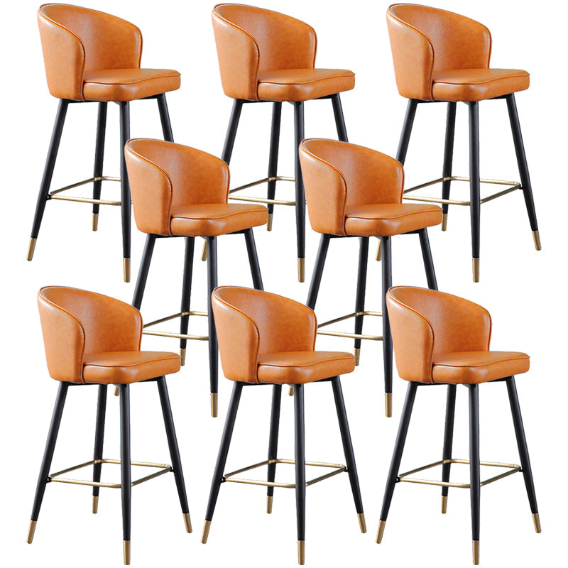 Leather Counter Stool Scandinavian Style Armed Low Back Stools for Home Orange 8 Piece Set Clearhalo 'Bar Furniture' 'Bar Stools' 'bar_stools' 'furn' 'furn_bar_stools' 'Furniture' 'Kitchen & Dining Furniture' 6152923