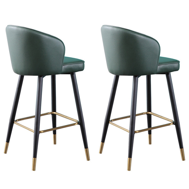 Leather Counter Stool Scandinavian Style Armed Low Back Stools for Home Blackish Green 2 Piece Set Clearhalo 'Bar Furniture' 'Bar Stools' 'bar_stools' 'furn' 'furn_bar_stools' 'Furniture' 'Kitchen & Dining Furniture' 6152925