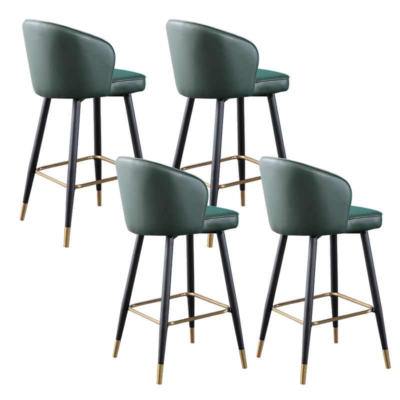 Leather Counter Stool Scandinavian Style Armed Low Back Stools for Home Blackish Green 4 Piece Set Clearhalo 'Bar Furniture' 'Bar Stools' 'bar_stools' 'furn' 'furn_bar_stools' 'Furniture' 'Kitchen & Dining Furniture' 6152927