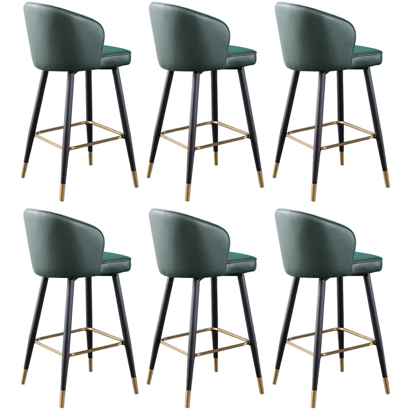 Leather Counter Stool Scandinavian Style Armed Low Back Stools for Home Blackish Green 6 Piece Set Clearhalo 'Bar Furniture' 'Bar Stools' 'bar_stools' 'furn' 'furn_bar_stools' 'Furniture' 'Kitchen & Dining Furniture' 6152929