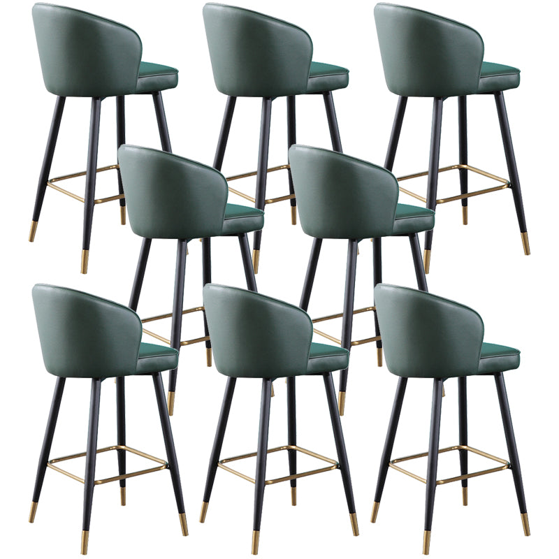 Leather Counter Stool Scandinavian Style Armed Low Back Stools for Home Blackish Green 8 Piece Set Clearhalo 'Bar Furniture' 'Bar Stools' 'bar_stools' 'furn' 'furn_bar_stools' 'Furniture' 'Kitchen & Dining Furniture' 6152931