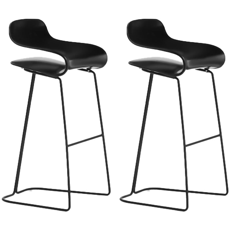 Armless Metal Indoor Bar Stool Scandinavian Plastic Stool with Footrest