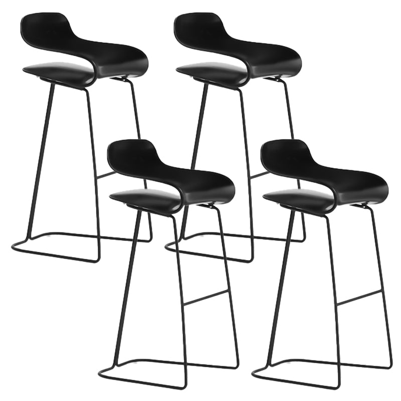 Armless Metal Indoor Bar Stool Scandinavian Plastic Stool with Footrest