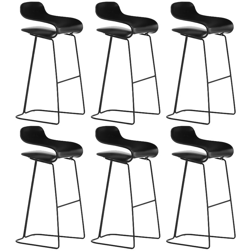 Armless Metal Indoor Bar Stool Scandinavian Plastic Stool with Footrest