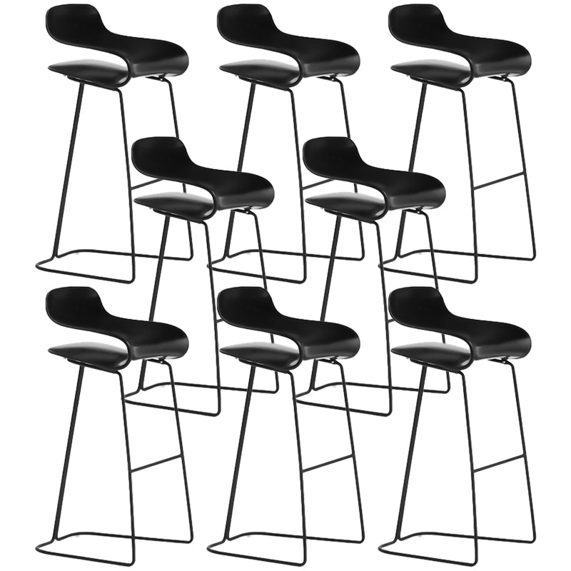 Armless Metal Indoor Bar Stool Scandinavian Plastic Stool with Footrest