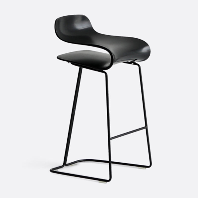 Armless Metal Indoor Bar Stool Scandinavian Plastic Stool with Footrest