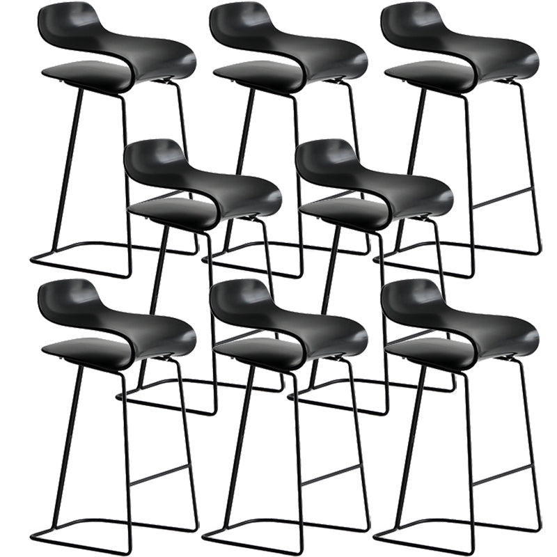Armless Metal Indoor Bar Stool Scandinavian Plastic Stool with Footrest